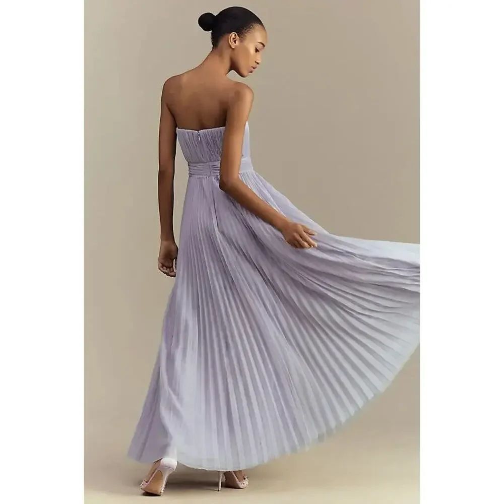 Hutch Cataline Sweetheart Pleated Tulle Bow Midi Dress NWT Size 4 Lavender - Picture 2 of 7